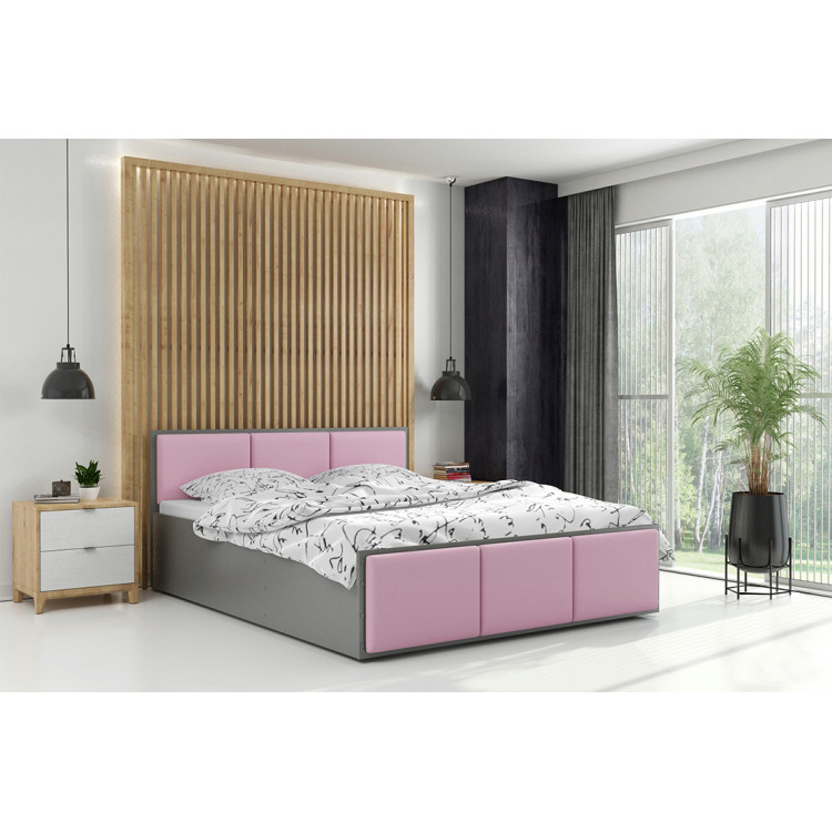 Čalúnená posteľ PANAMA XT 160x200cm výklopná grafit - ružová